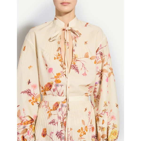 Zuhair Murad Popeline Tree Print Blouse - Tops - Lebanese Haute Couture and Evening Gowns at Coveti