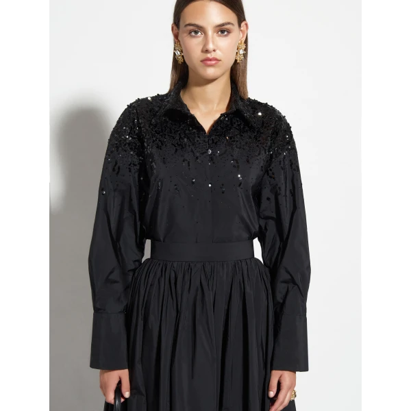 Zuhair Murad Taffeta Paillettes Shirt - Tops - Lebanese Haute Couture and Evening Gowns at Coveti