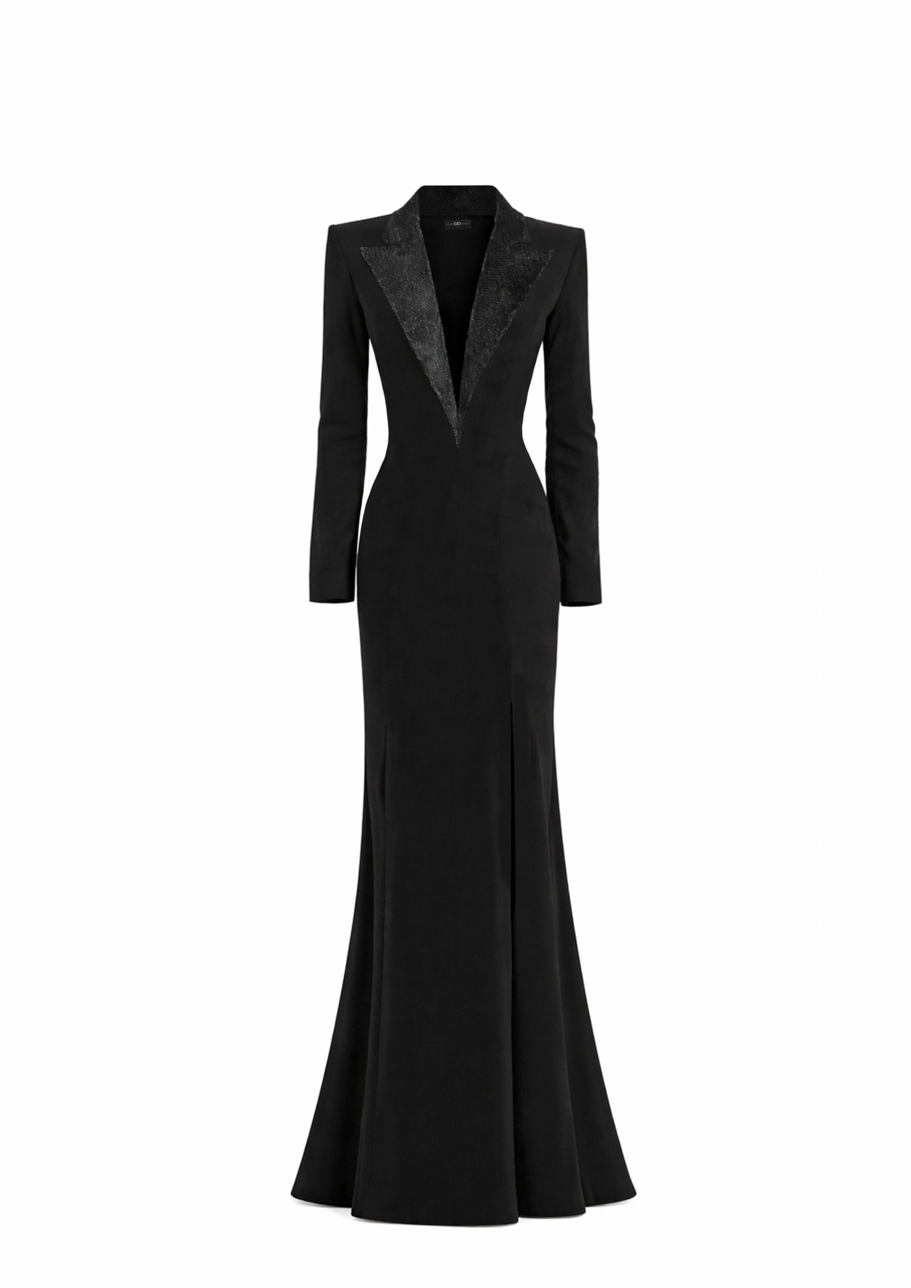 Avaro Figlio Blazer gown with slit in Black
