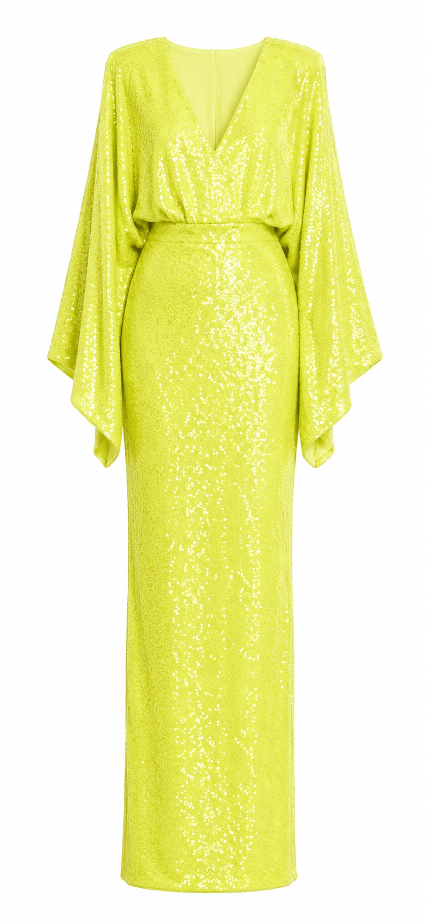 Avaro Figlio Sequins Long Dress With Kimono Arms in Yellow