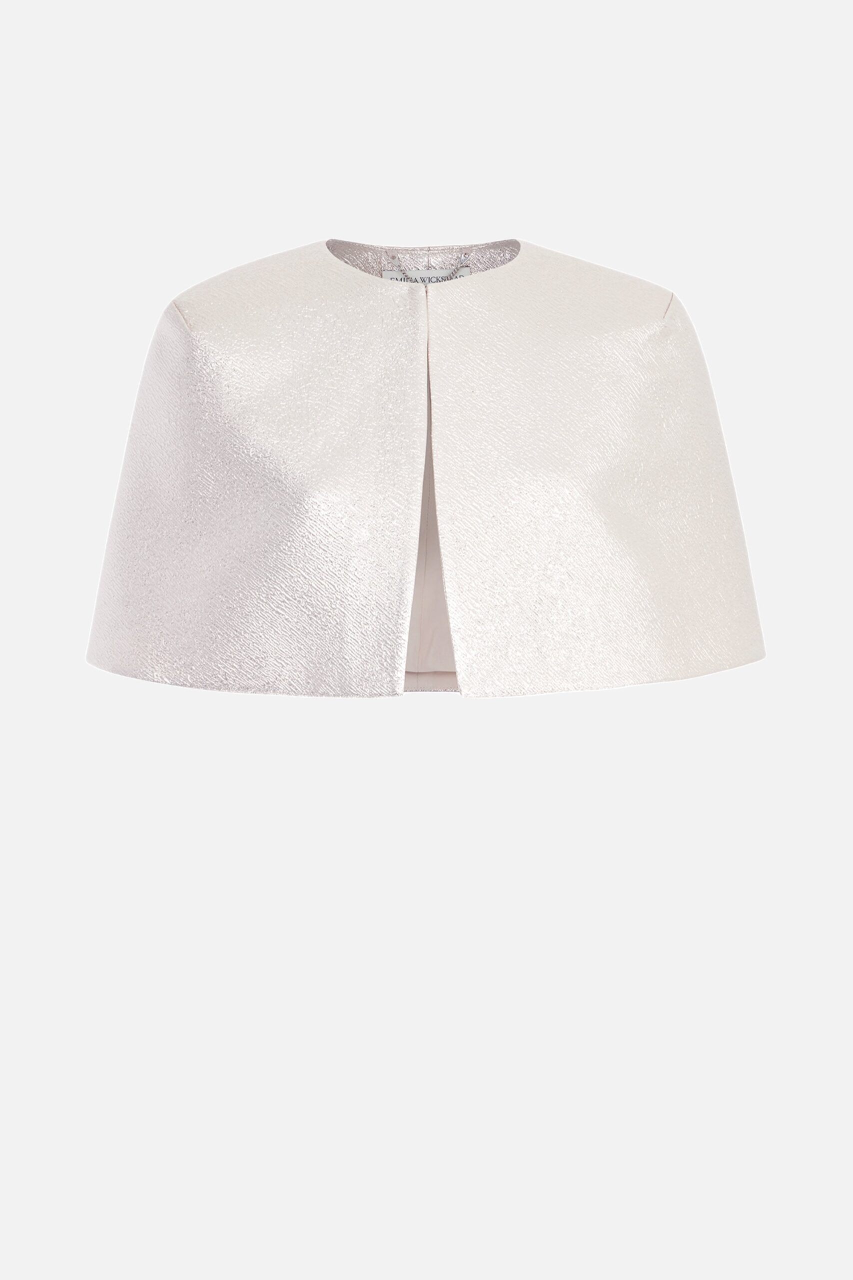 Emilia Wickstead Domie Cape in Champagne Metallic Cloque
