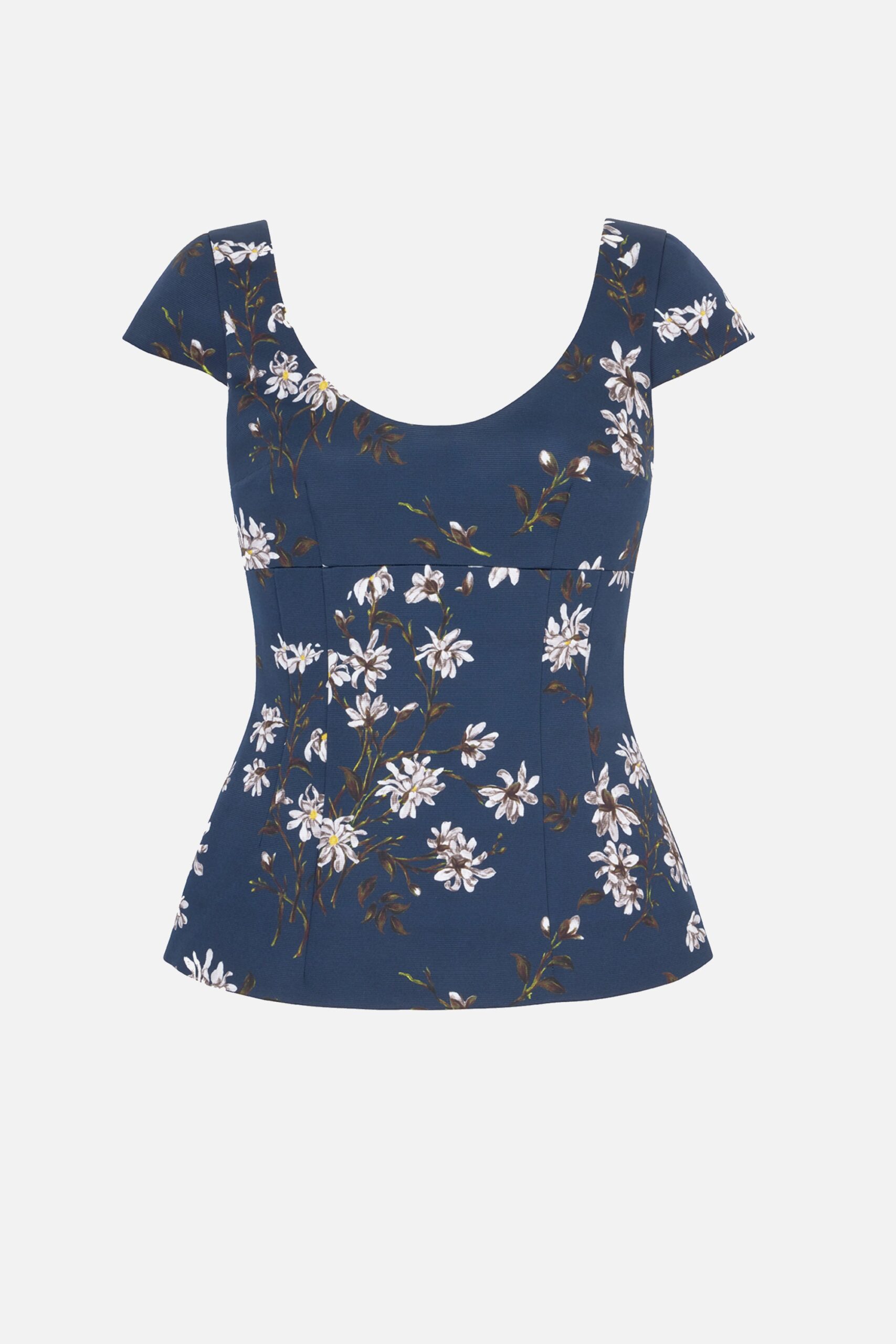 Emilia Wickstead Aubriella Top in Midnight Magnolia Taffeta Faille