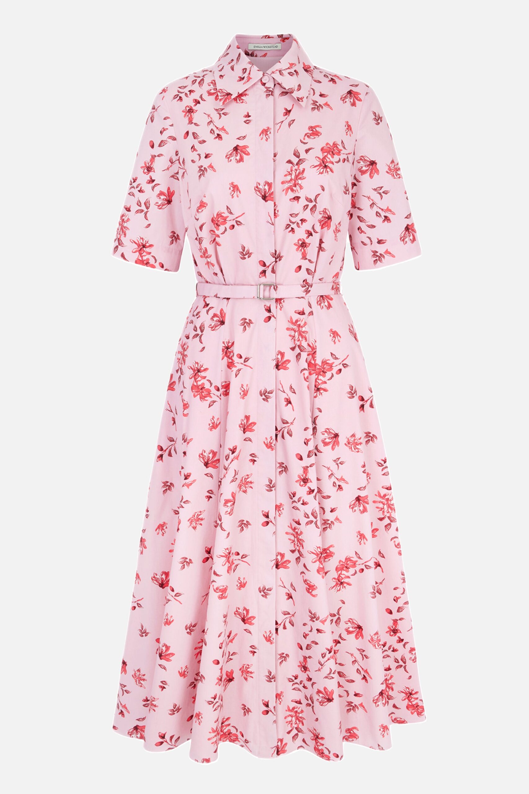 Emilia Wickstead Rubie Dress in Scattered Daisies on Pink Cotton