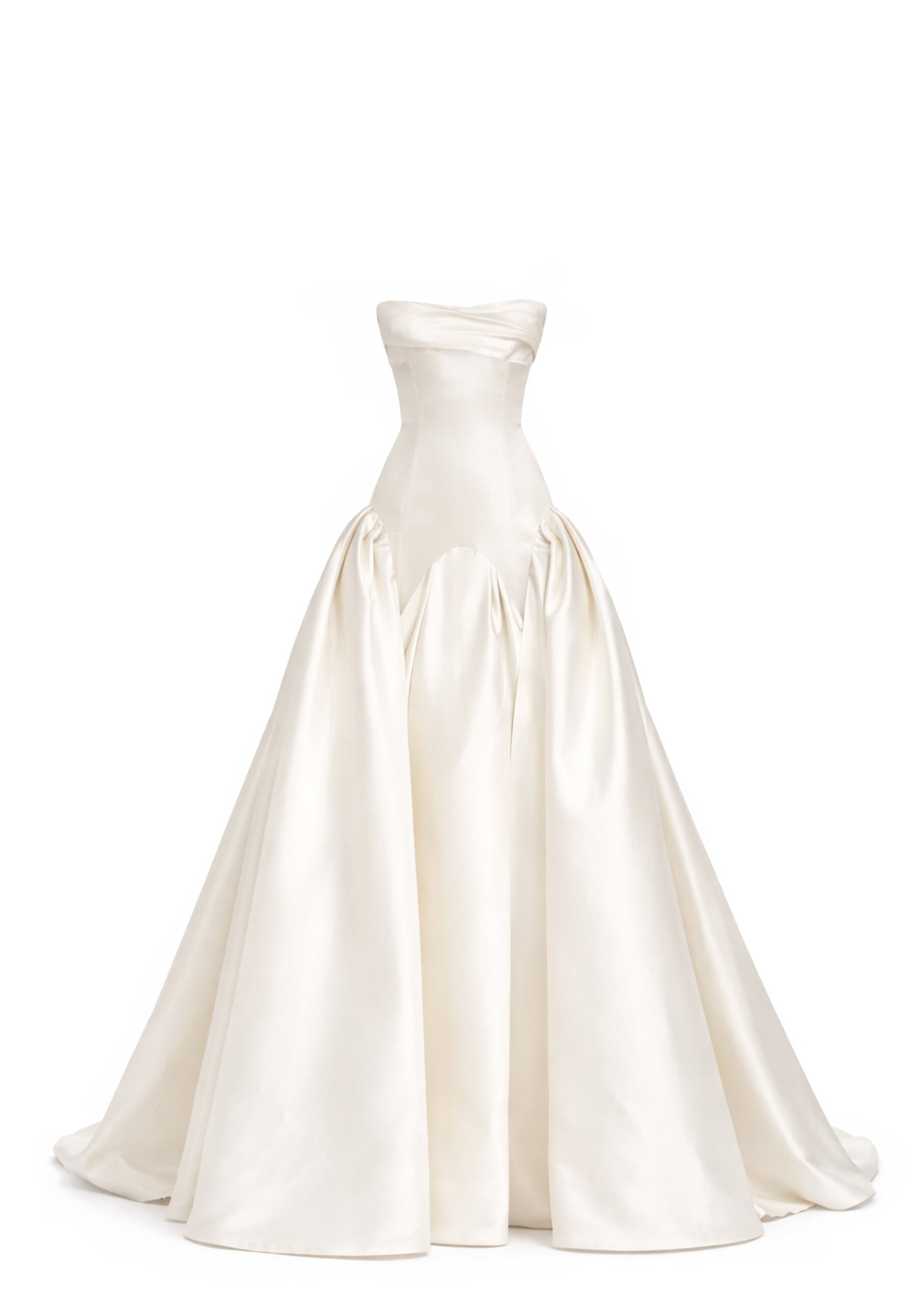 Avaro Figlio Strapless Ball Gown With Voluminous Skirt in White