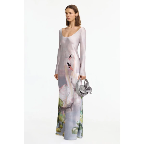 Acler Callaly Maxi Dress in Swan Song, view 3