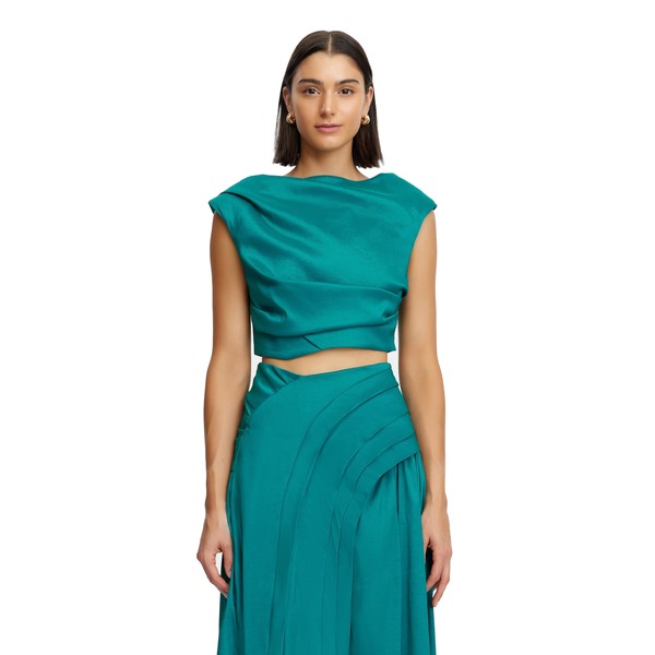 Acler Freston Top in Pacific Green