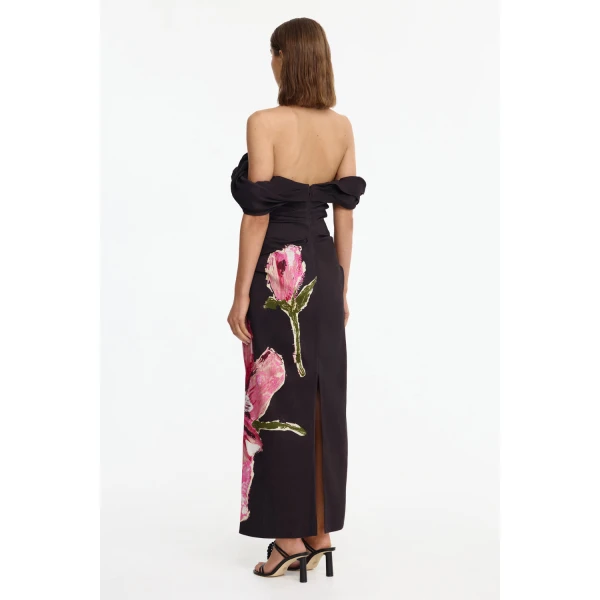 Acler Gifford Maxi Dress in Garnet Magnolia, view 3