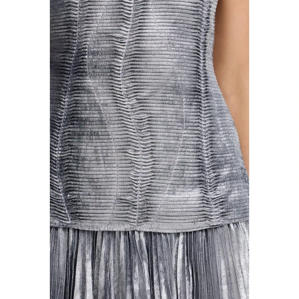 Acler Holden Maxi Dress in Metallic Silver, view 4