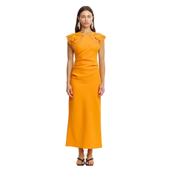 Acler Koda Midi Dress in Neon Mango