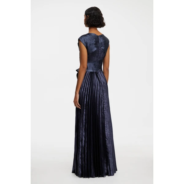 Acler Pithill Maxi Dress in Navy Metallic, view 3