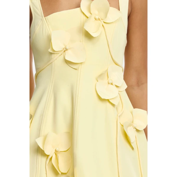 Acler Reeve Mini Dress in Lemon Zest, view 4