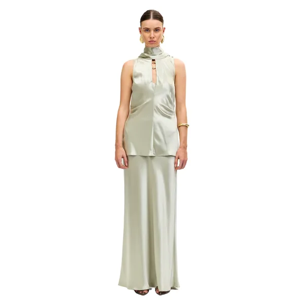 Acler Shortgreen Maxi Skirt in Pistachio