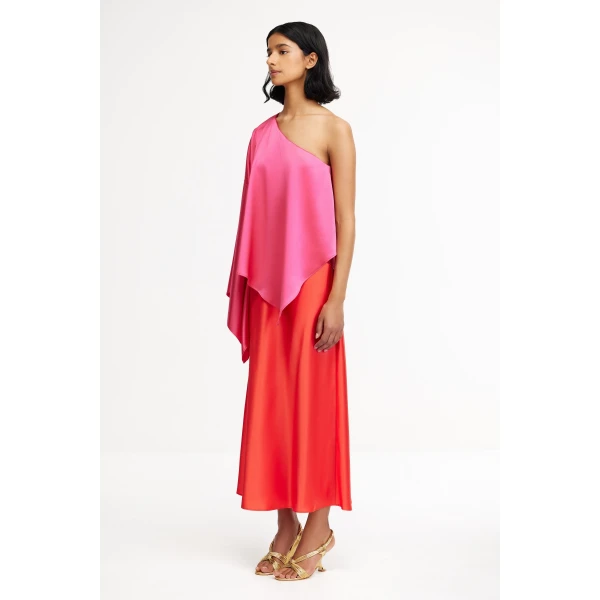 Acler Westacre Midi Dress in Chilli With Fuschia, view 2