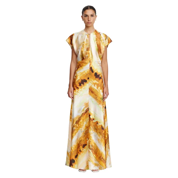 Acler Yarrow Maxi Dress in Opal Abstract