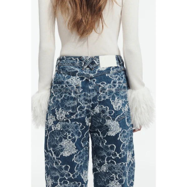 Aje Arlo Jacquard Barrel Jean, view 4
