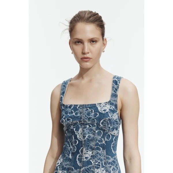 Aje Arlo Jacquard Denim Maxi Dress, view 4