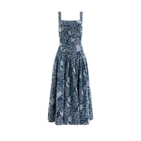 Aje Arlo Jacquard Denim Maxi Dress
