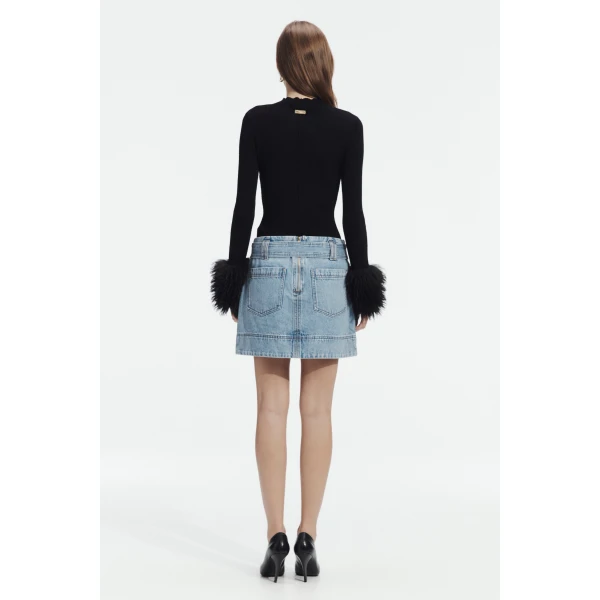 Aje Lyra Denim Mini Skirt