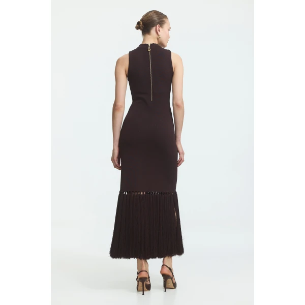 Aje Sofina Knit Tassel Midi Dress