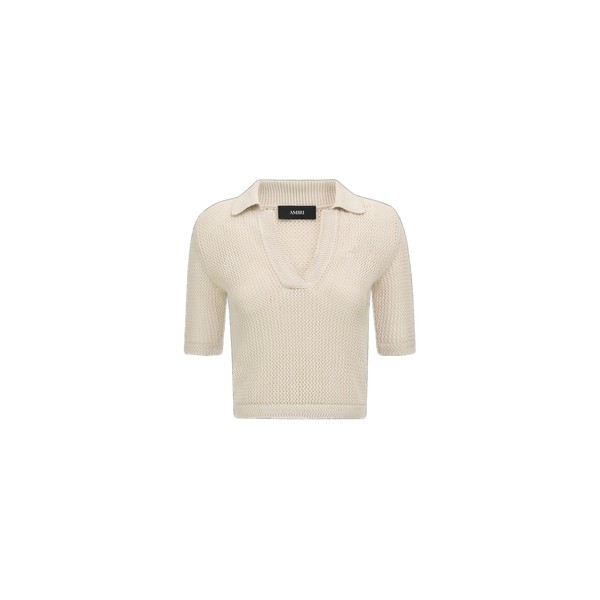 Amiri Crochet Mesh Polo