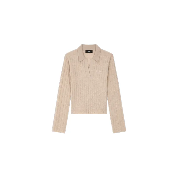 Amiri Soft Rib Knit Polo in Fossil