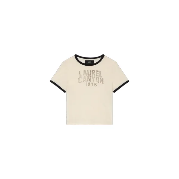 Laurel Canyon Ringer Tee in Alabaster