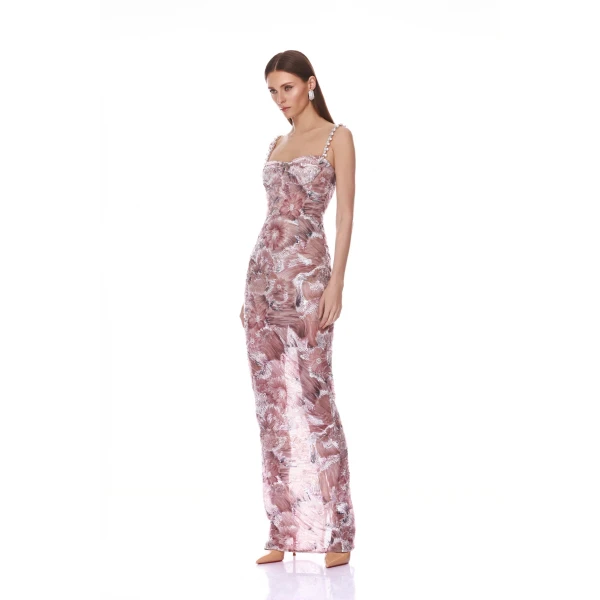 Eve Dahlia Blush Maxi Dress with Straps