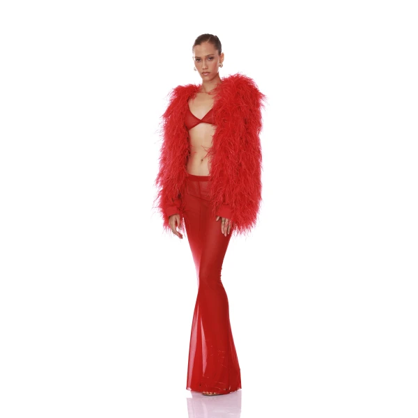Marlowe Ruby Feather Bomber Jacket