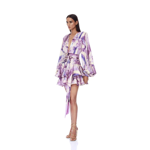 Wisteria Bedouin Coastal Purple Multi Mini Dress