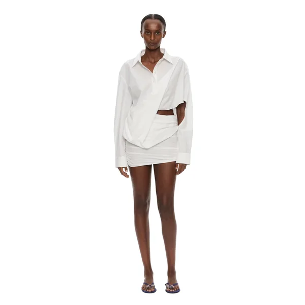 Aiba Draped Shirt Dress in White