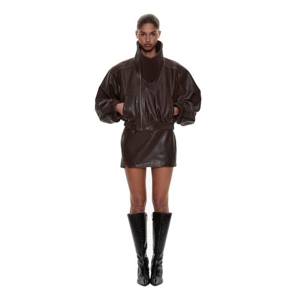 Christopher Esber Alfie Leather Mini Skirt in Burnished Brown