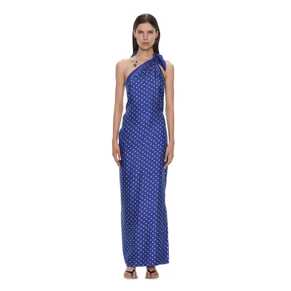 Bandana Scarf Tie Dress in Indigo Bandana Print