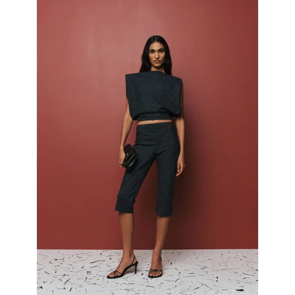 Christopher Esber Banyan Bias Top in Tropical Charcoal Marle, view 5