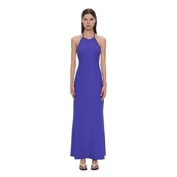 Christopher Esber Beach Quartz Halter Lycra Dress in Indigo