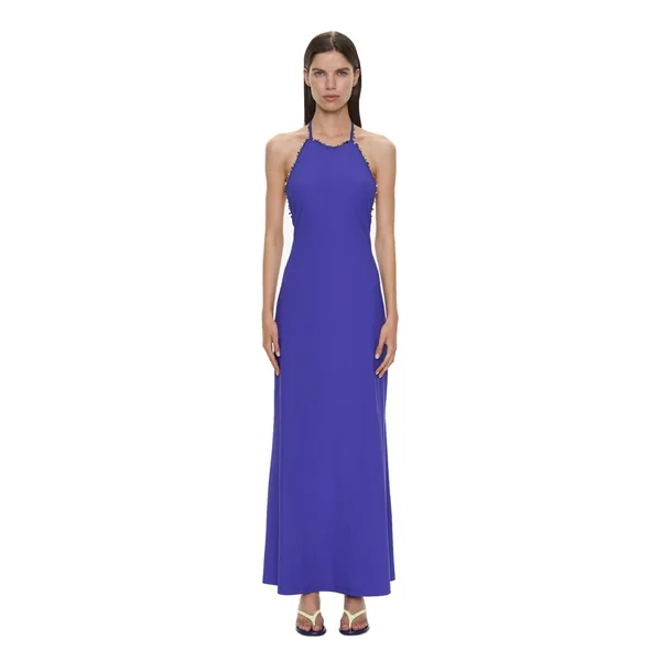 Beach Quartz Halter Lycra Dress in Indigo