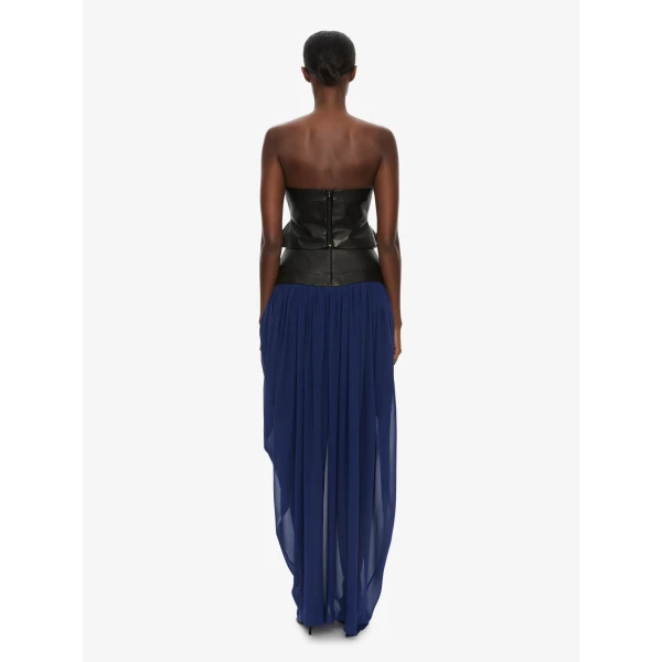 Christopher Esber Bellona Moulded Leather Belted Skirt in Ink Multi, view 4