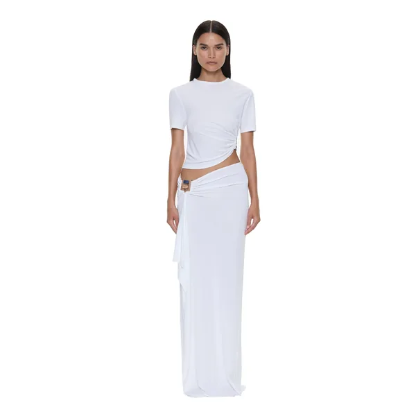 Bezel Quartz Cascade Skirt in White