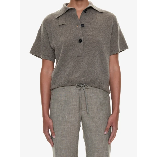 Christopher Esber Cashmere Knit Polo in Ash, view 2