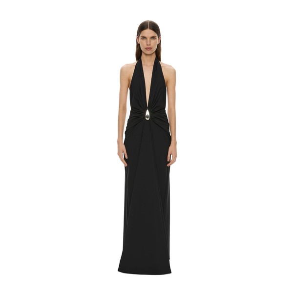 Christopher Esber crystal pendant ruched lycra halter dress
