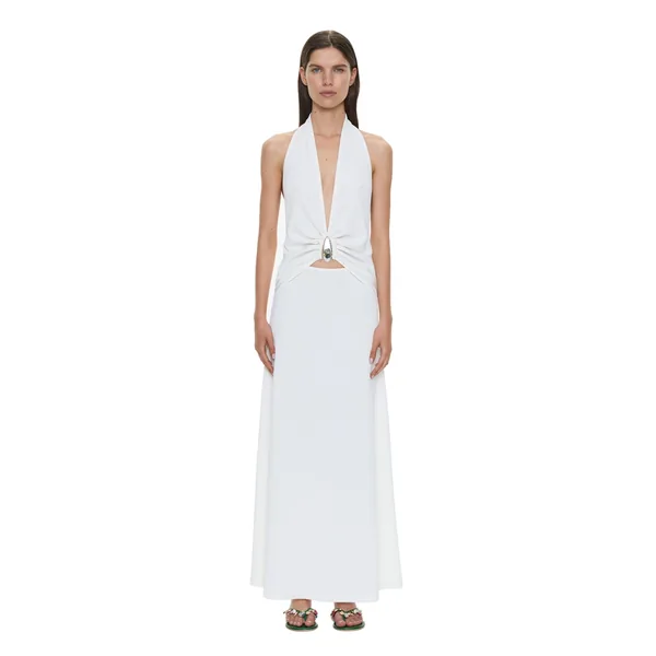 Crystal Pendant Tank Dress in White