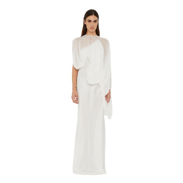 Christopher Esber Cumulus Draped Sleeve Dress in White