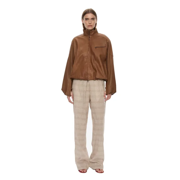 Dannie Leather Bomber in Mud