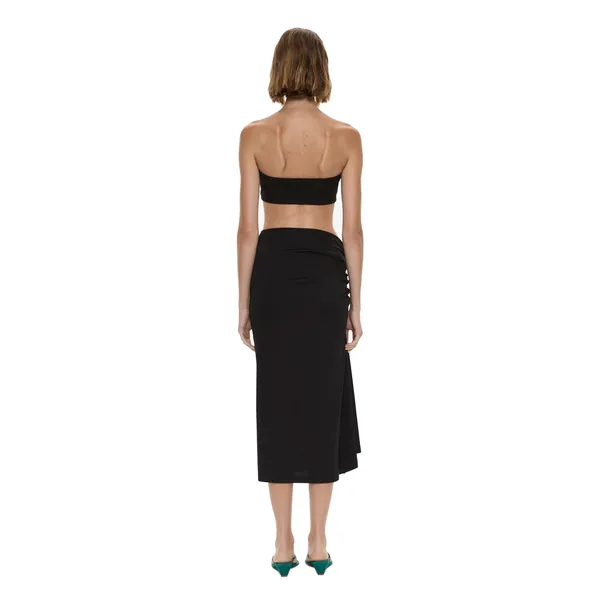 Droplet Crystal Clasp Cascade Skirt in Black