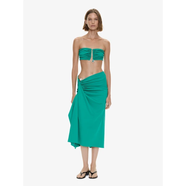 Christopher Esber Droplet Crystal Clasp Cascade Skirt in Malachite, view 2