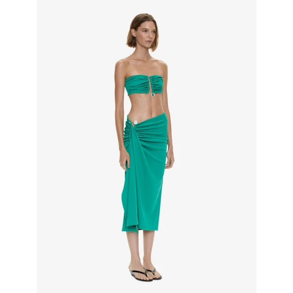 Christopher Esber Droplet Crystal Clasp Cascade Skirt in Malachite, view 4