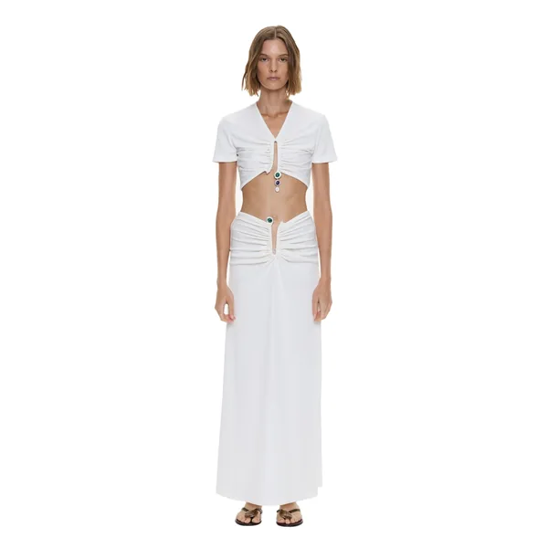 Droplet Crystal Clasp Skirt in White