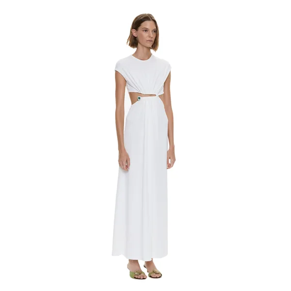 Droplet Crystal Clasp Tank Dress in White