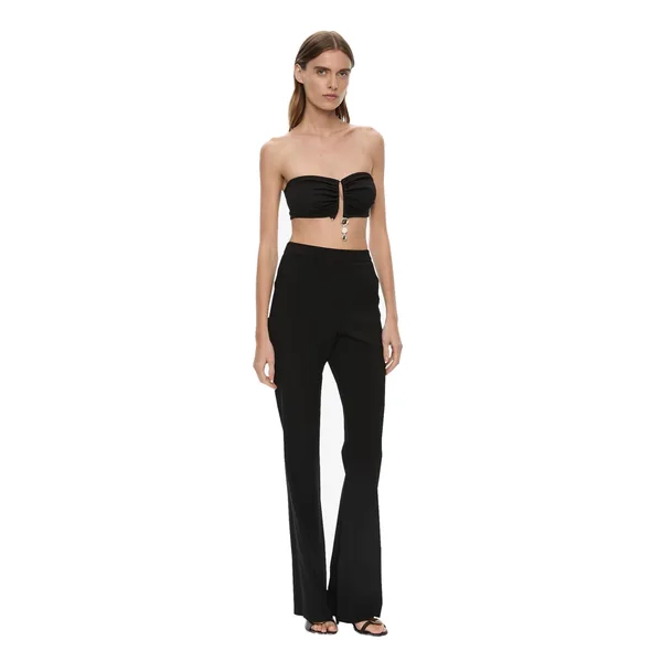 Droplet Crystal Pendant Ruched Bandeau in Black