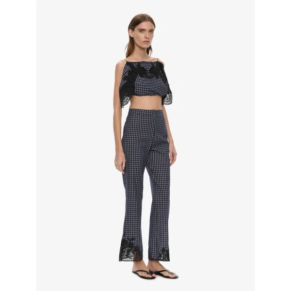 Christopher Esber Embroidered Handkerchief Tee in Inked Check Top, view 2
