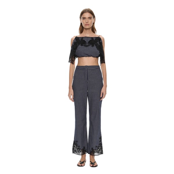 Christopher Esber Embroidered Handkerchief Tee in Inked Check Top